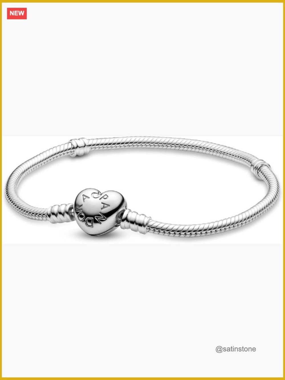 Sterling Silver Heart Clasp Snake Chain Bracelet 18cm Charm Bracelet